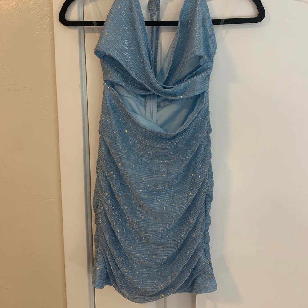 Blue sparkle mini dress